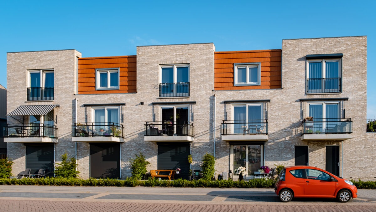 dutch suburban area with modern family houses, newly build modern family homes in the netherlands